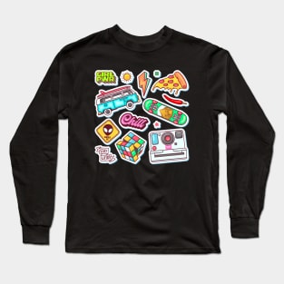 Sticker Abstract Long Sleeve T-Shirt